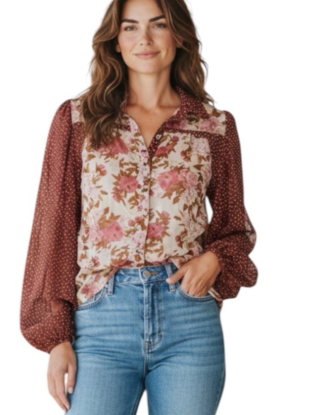 **NWT** Umgee Mixed Print Top
